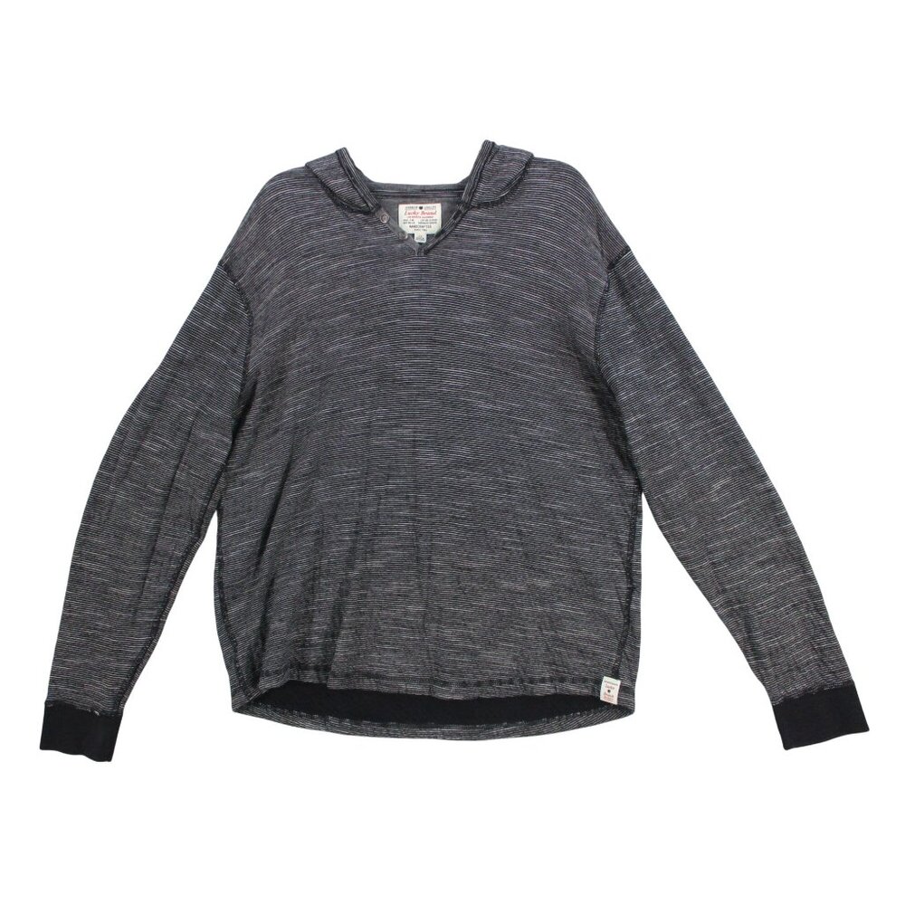 Lucky Brand‎ Mens XL Black & White Striped Lightweight Hooded Pullover Top